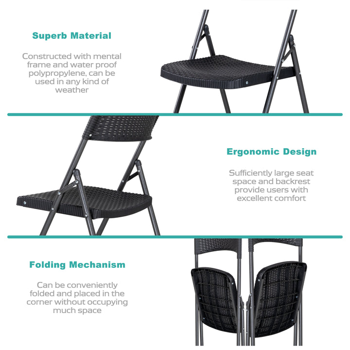 3 Pieces Patio Set of Foldable Patio Table and Chairs, Patio Premium Resin Patio Bistro Set, Folding Outdoor Patio Furniture Sets