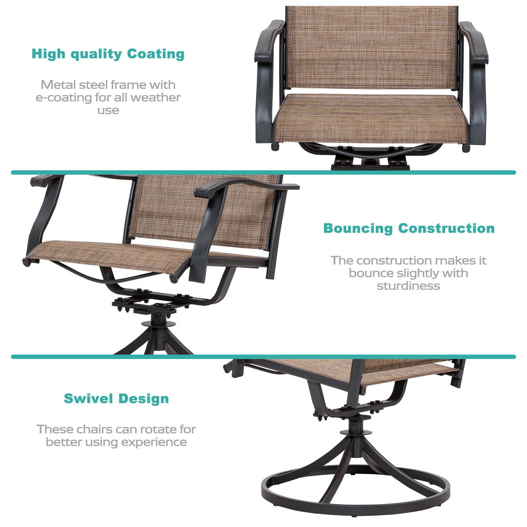 Outdoor 3-Piece Bistro Set, Textilene Fabric, Powder-coated Steel Frame