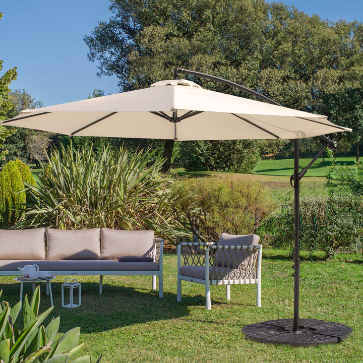 Outdoor 4-Piece 52L Fan-shaped Patio Umbrella Base, HDPE Plastic, Black