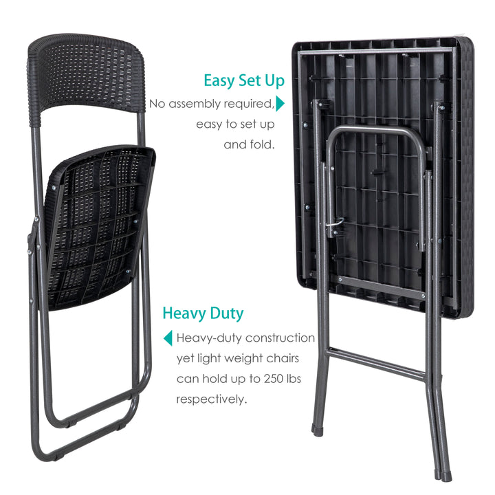 3 Pieces Patio Set of Foldable Patio Table and Chairs, Patio Premium Resin Patio Bistro Set, Folding Outdoor Patio Furniture Sets