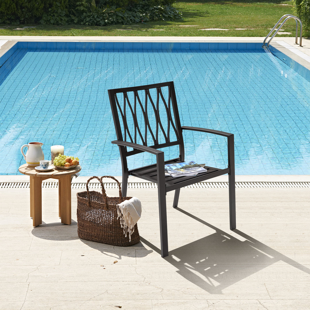 Outdoor Patio Chair Set, Iron Finish, Black