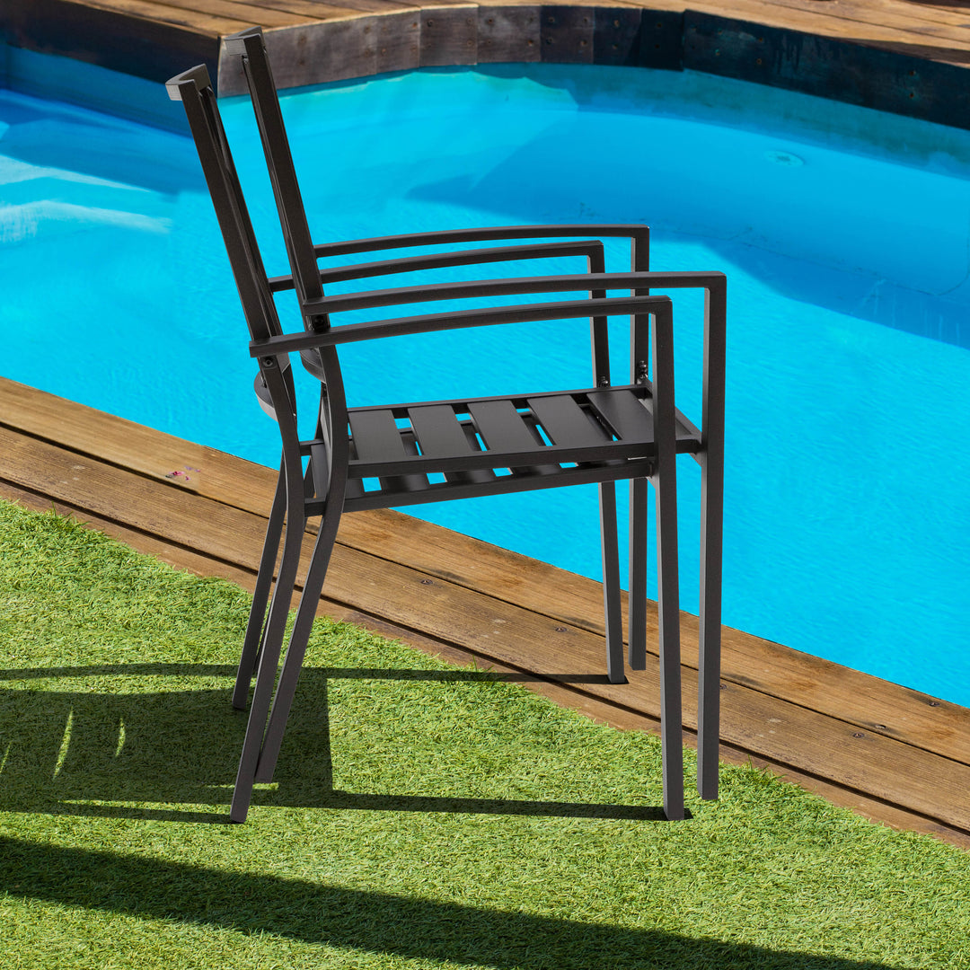 Outdoor Patio Chair Set, Iron Finish, Black