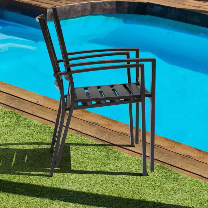 Outdoor Patio Chair Set, Iron Finish, Black