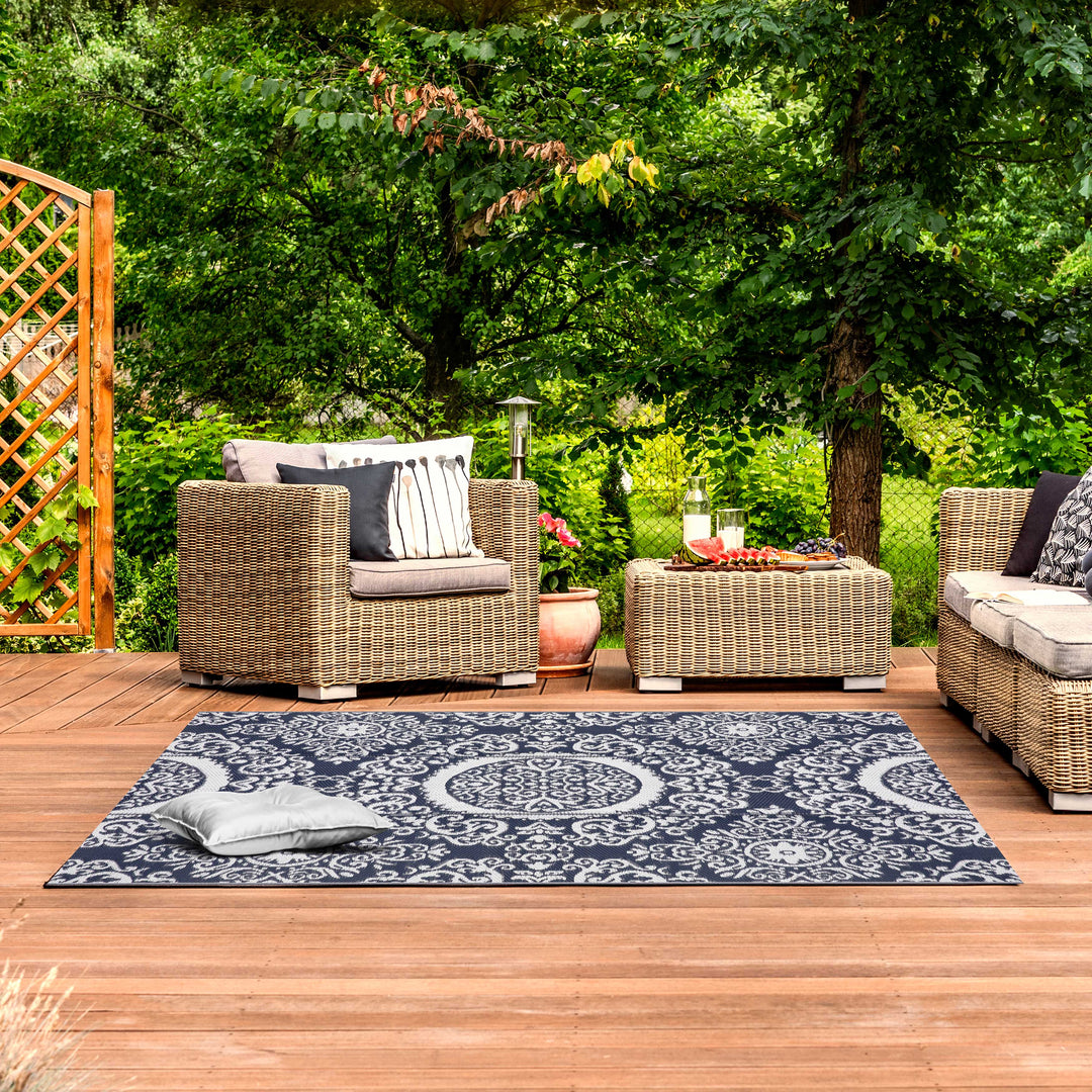Outdoor Rug, Plastic Straw Foldable Area Rug Indoor Outdoor Carpet for Patio Decor Balcony Camping Picnic RV