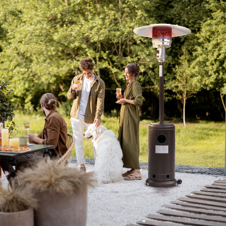 Outdoor 46,000 BTU Steel Propane Gas Patio Heater with Wheels and Cover