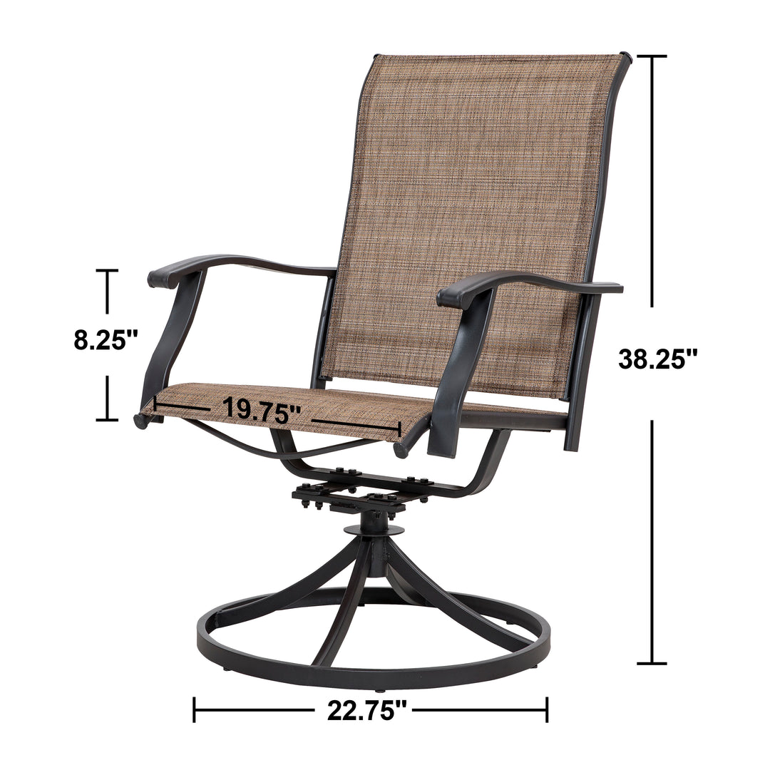 Outdoor Patio Swivel Chair Set, Textilene Fabric, Iron Frame
