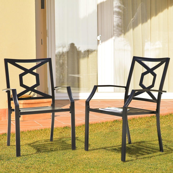 Outdoor Patio Chair Set, Weather-Resistant Iron Frame, Powder-coated Finish for Indoor and Outdoor Space, Patio, Deck, Garden, Backyard, Balcony, Black