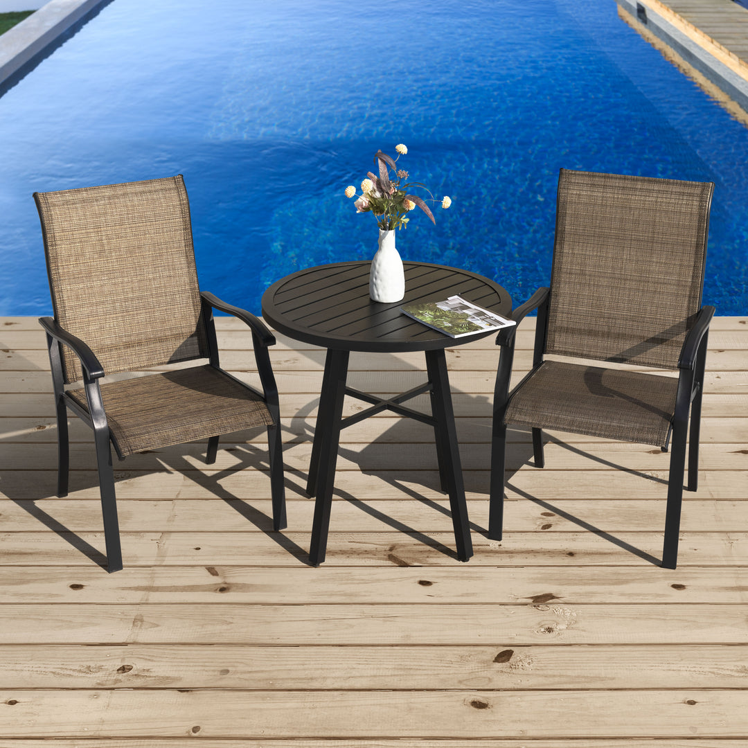 Outdoor 3-Piece Bistro Set, Textilene Fabric, Powder-coated Iron Frame