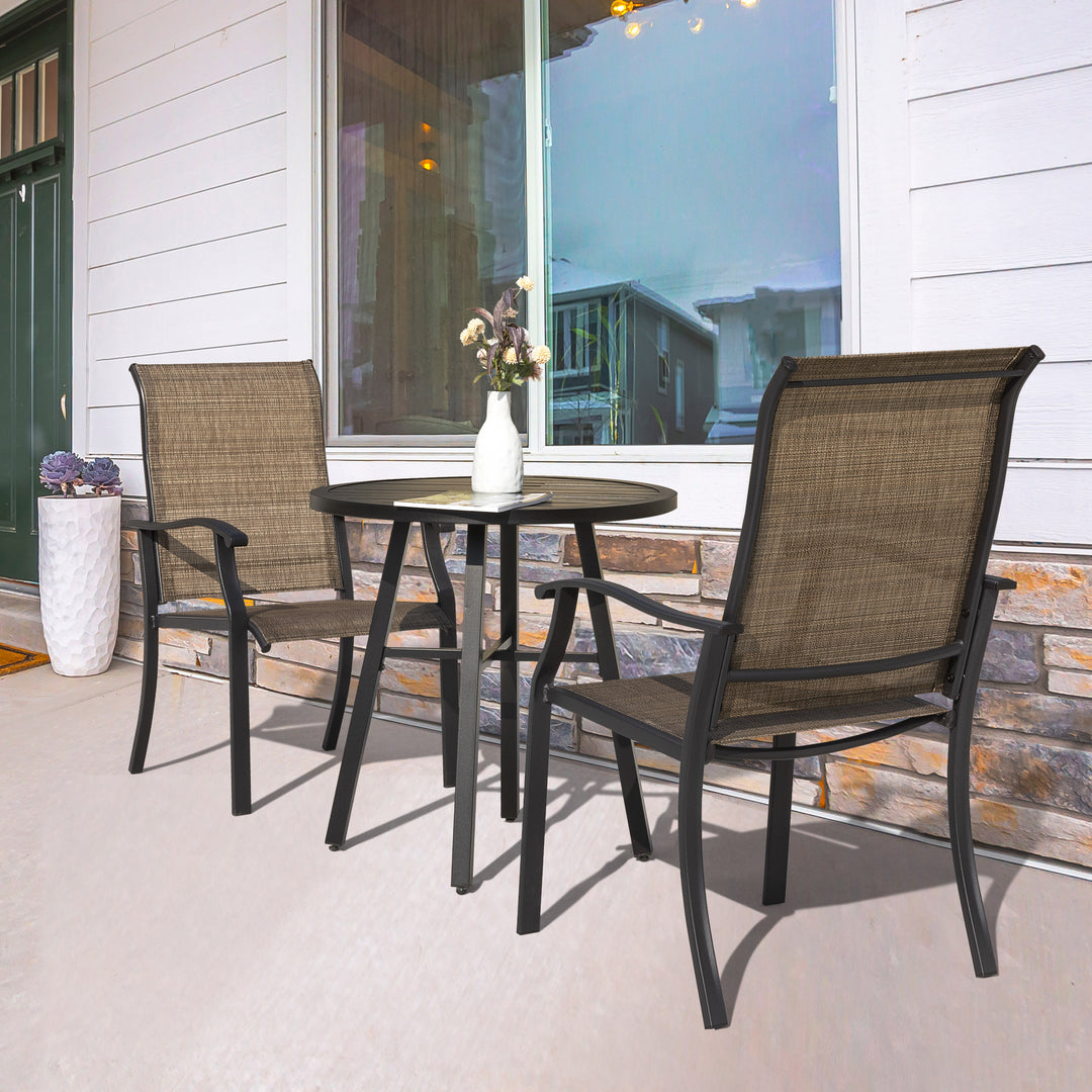 Outdoor 3-Piece Bistro Set, Textilene Fabric, Powder-coated Iron Frame