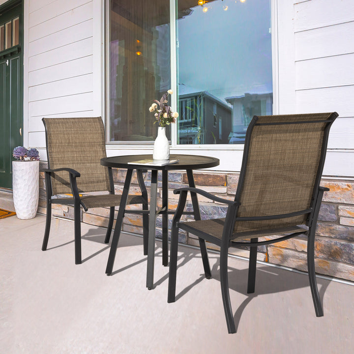 Outdoor 3-Piece Bistro Set, Textilene Fabric, Powder-coated Iron Frame
