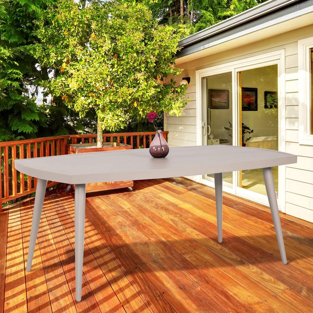 66 Inch Aluminum Dining Table with Umbrella Hole
