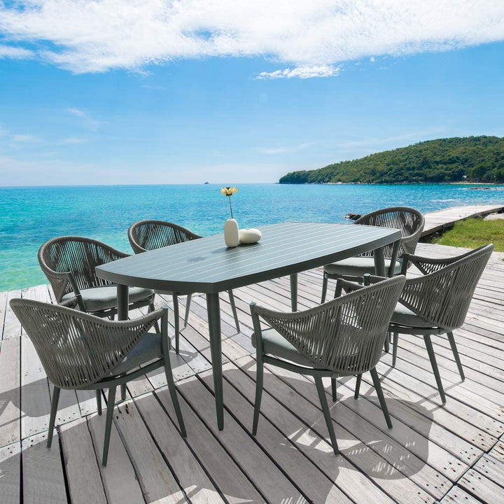 66 Inch Aluminum Dining Table with Umbrella Hole