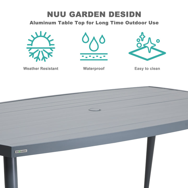 66 Inch Aluminum Dining Table with Umbrella Hole