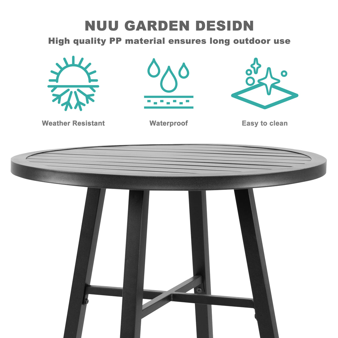 Outdoor 3-Piece Bistro Set, Textilene Fabric, Powder-coated Steel Frame