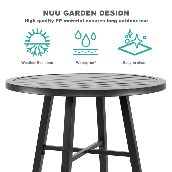 Outdoor 3-Piece Bistro Set, Textilene Fabric, Powder-coated Steel Frame