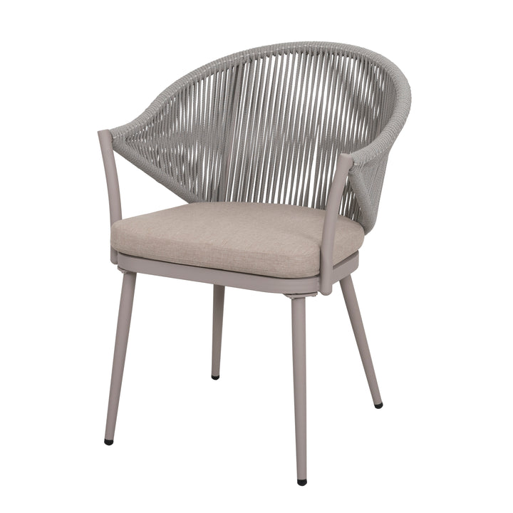 Outdoor Dining Chairs Set 2, 2 Piece Bistro Dining Chairs, Rope Single Chair Set of 2 with Cushions