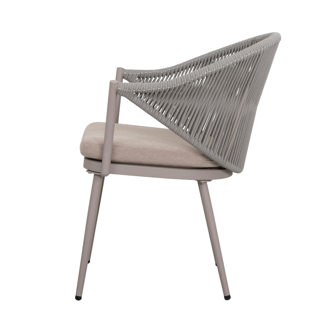 Outdoor Dining Chairs Set 2, 2 Piece Bistro Dining Chairs, Rope Single Chair Set of 2 with Cushions