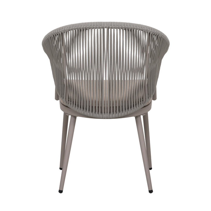 Outdoor Dining Chairs Set 2, 2 Piece Bistro Dining Chairs, Rope Single Chair Set of 2 with Cushions