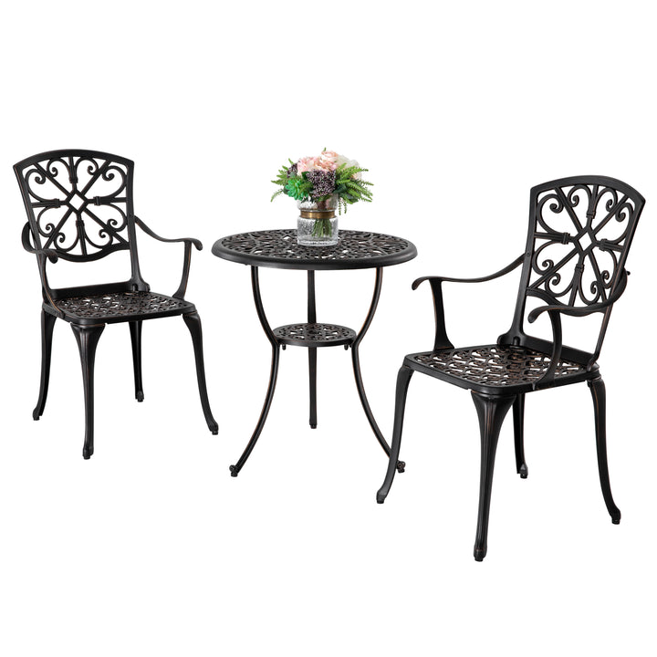 Outdoor 3-Piece Cast Aluminum Patio Set with 1.77" Umbrella Hole