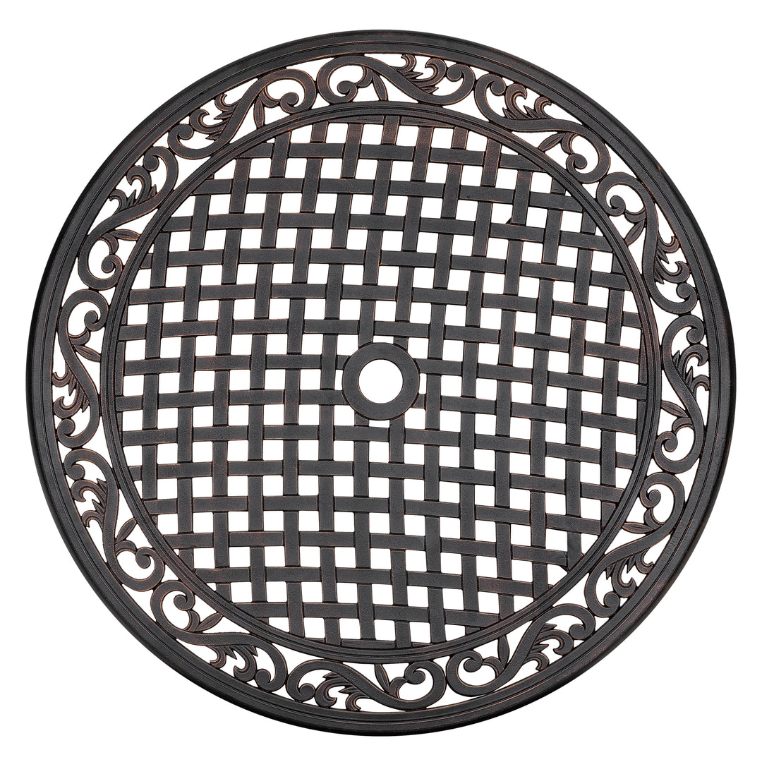 Outdoor 31'' Round Cast Aluminum Dining Table with 1.96 inch Umbrella Hole, for Outdoor and Indoor Space, Black with Gold-painted Edge