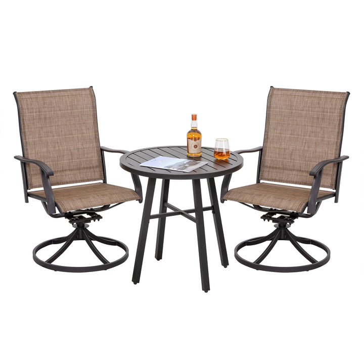 Outdoor 3-Piece Bistro Set, Textilene Fabric, Powder-coated Steel Frame