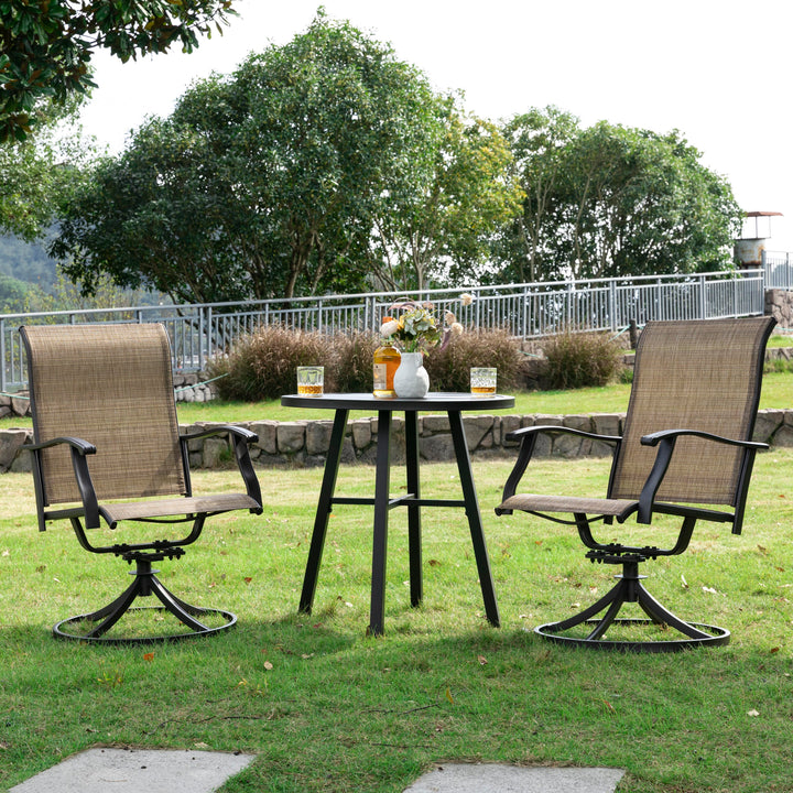 Outdoor 3-Piece Bistro Set, Textilene Fabric, Powder-coated Steel Frame