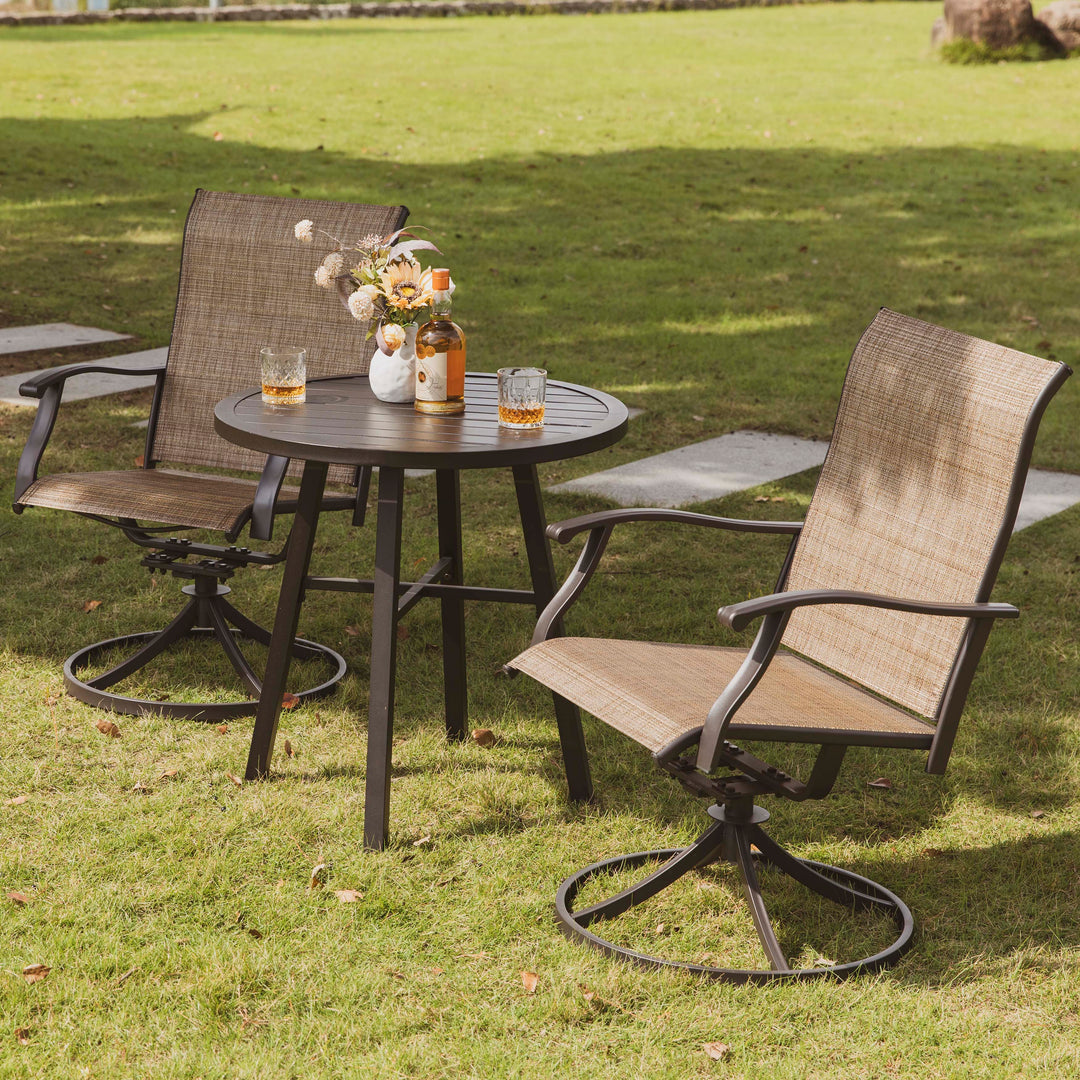 Outdoor 3-Piece Bistro Set, Textilene Fabric, Powder-coated Steel Frame