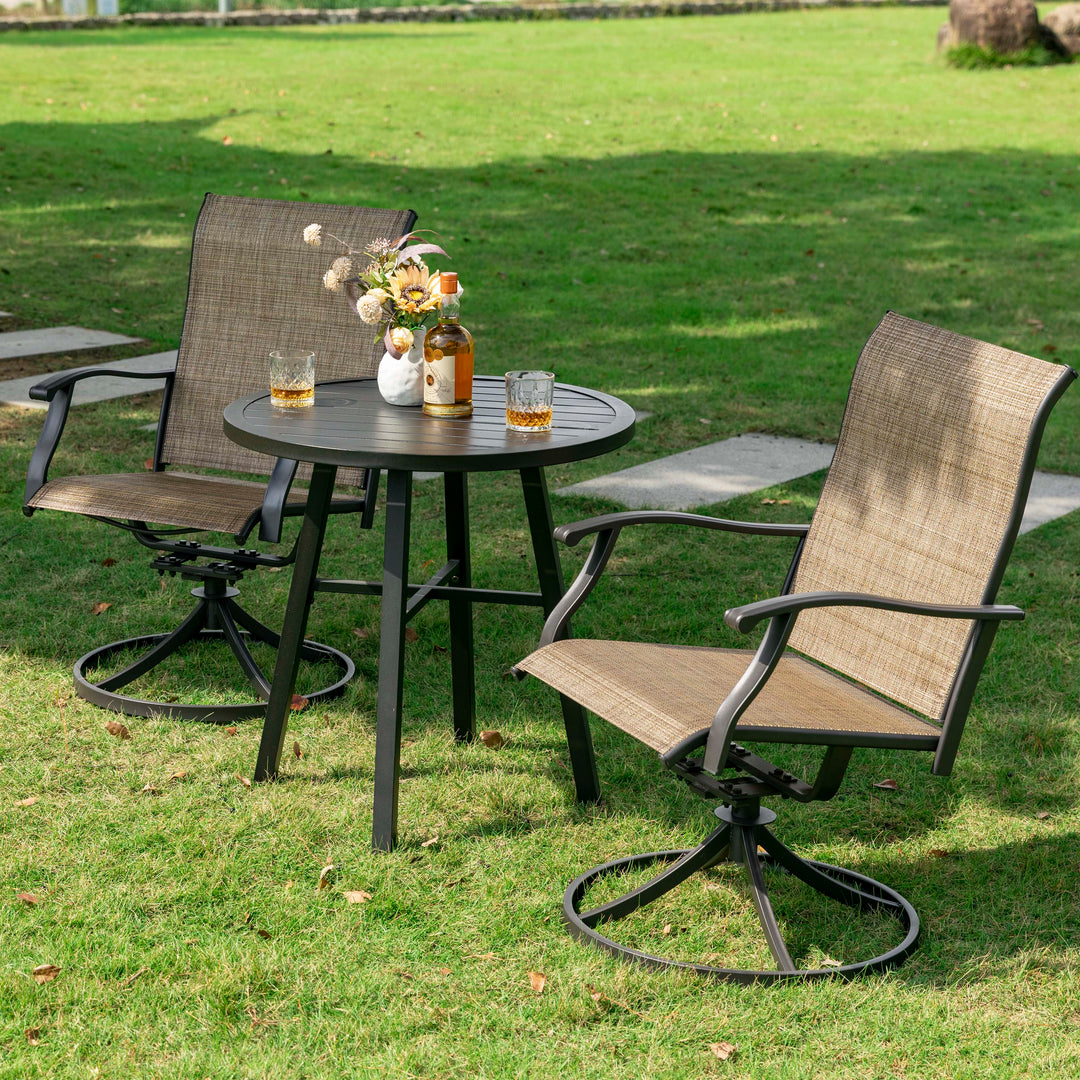 Outdoor 3-Piece Bistro Set, Textilene Fabric, Powder-coated Steel Frame