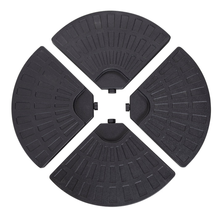 Outdoor 4-Piece 52L Fan-shaped Patio Umbrella Base, HDPE Plastic, Black