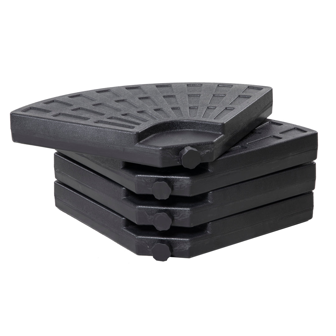Outdoor 4-Piece 52L Fan-shaped Patio Umbrella Base, HDPE Plastic, Black