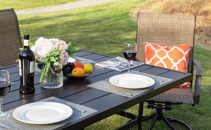 Outdoor 7-Piece Dining Set, Textilene Fabric, Powder-coated Iron Frame