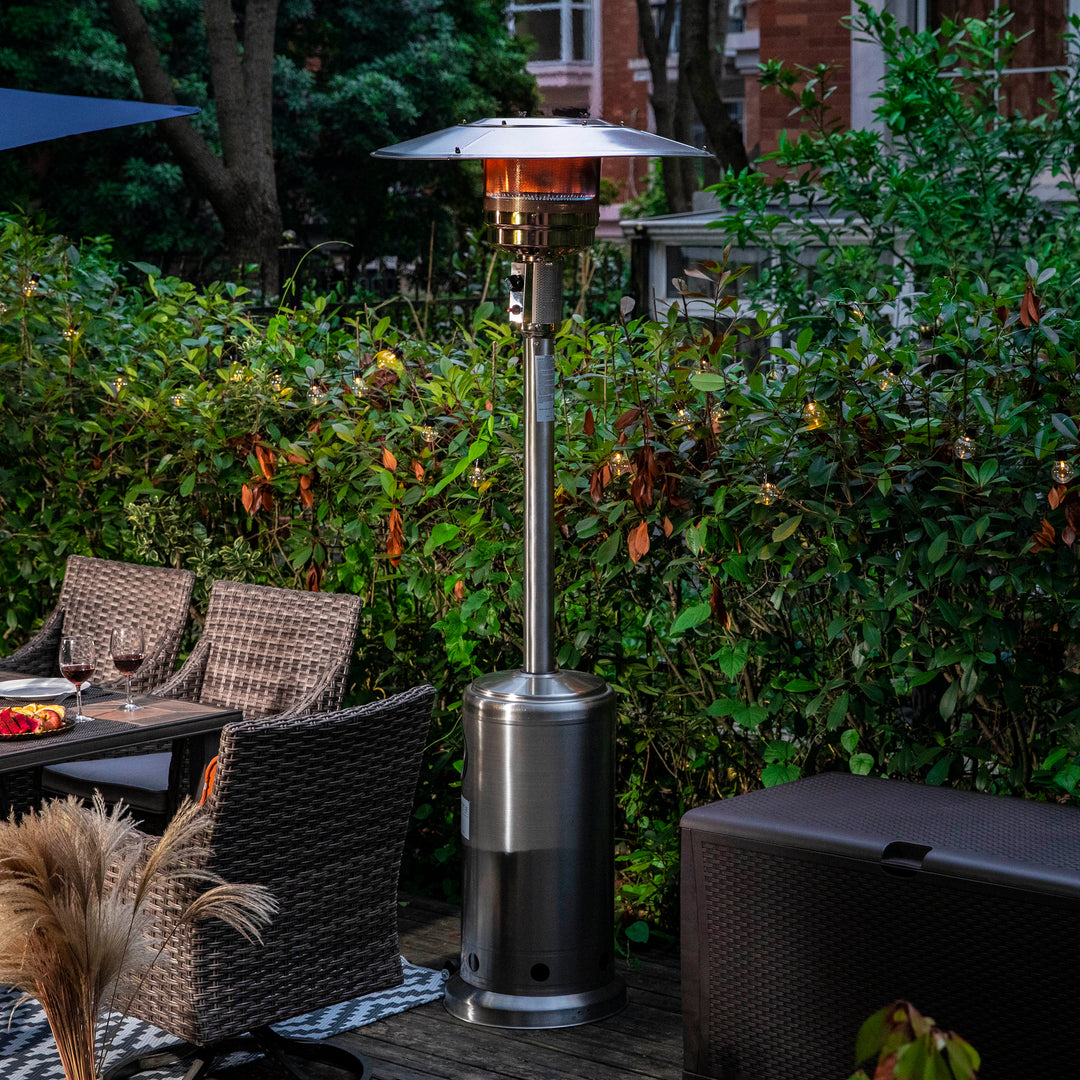 Outdoor 46,000 BTU Stainless Iron Propane Gas Patio Heater with Cover