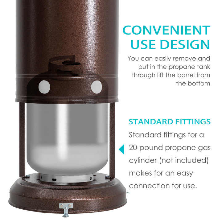 Outdoor 46,000 BTU Steel Propane Gas Patio Heater with Wheels and Cover