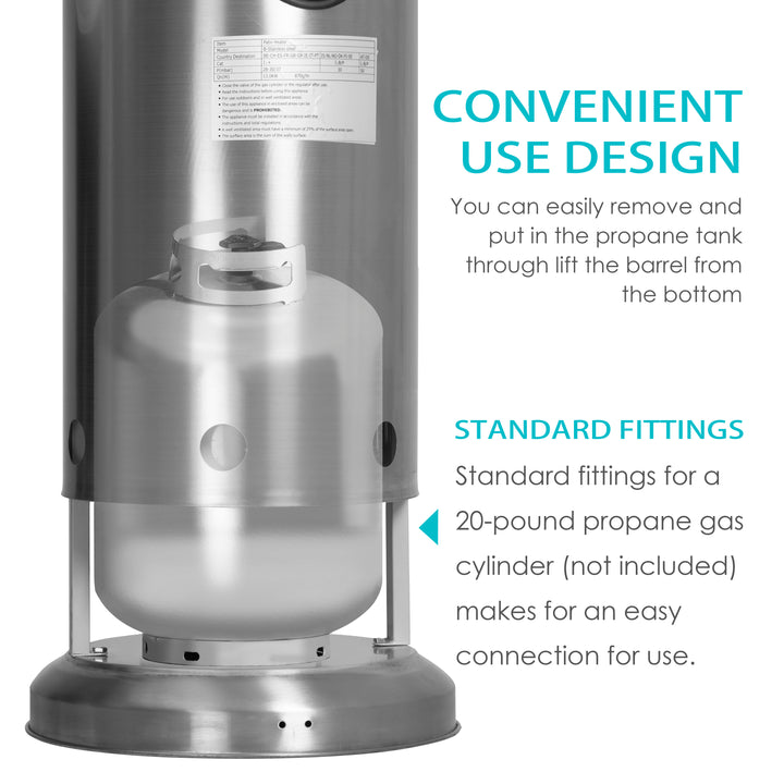 Outdoor 46,000 BTU Stainless Iron Propane Gas Patio Heater with Cover