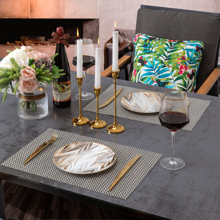 Avestar Placemats Set of 6 for Dining Table Washable Woven Vinyl Placemat Non-Slip Heat Resistant Kitchen Table Mats, Gift Box