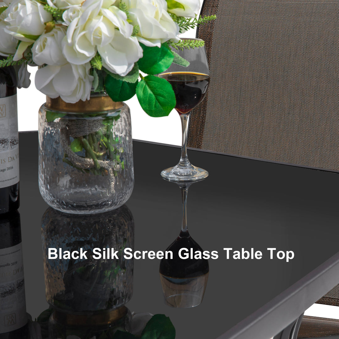 Outdoor 32 Inch Square Bar Table with Silk Screen Glass Tabletop