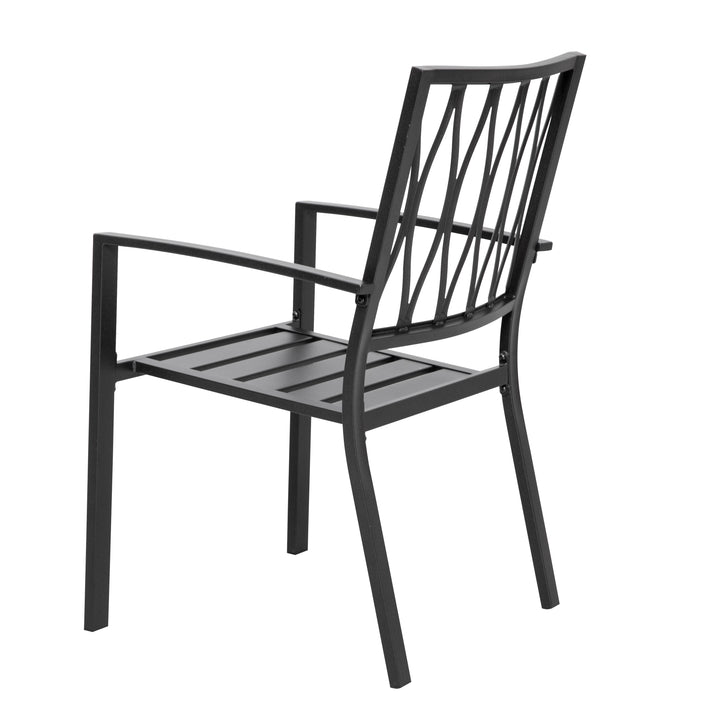 3 Pieces Patio Bistro Set, Iron Outdoor Bistro Set with 2 Patio Dining Chairs and 1 Round Slatted Patio Table, Outdoor Furniture Set for Porch, Backyard