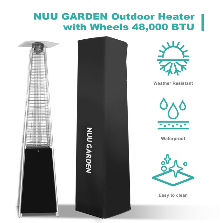 Outdoor 48,000 BTU Pyramid Propane Gas Patio Heater with Wheels