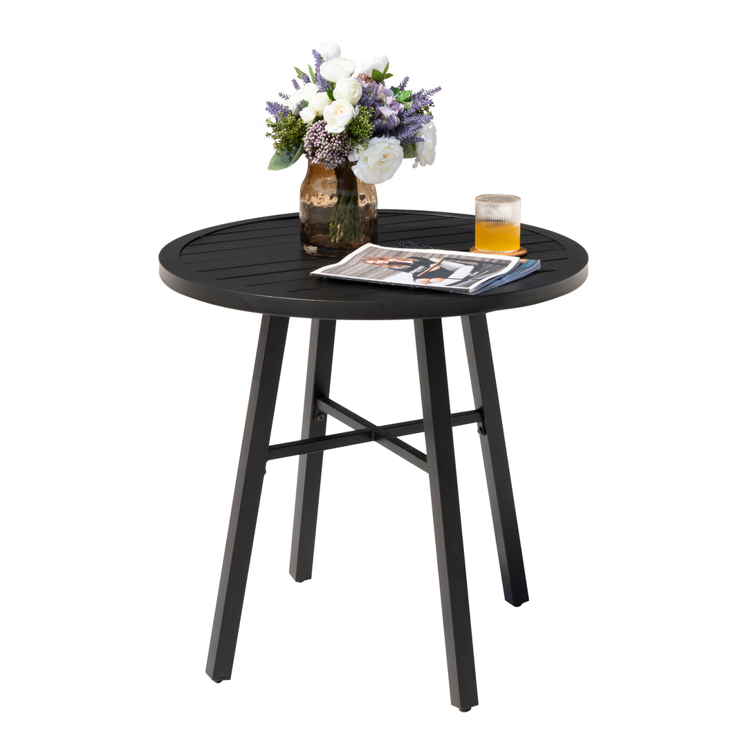 Outdoor 29 Inch Round Bistro Table with Powder-coated Iron Frame