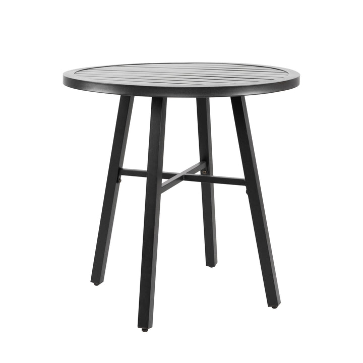 3 Pieces Patio Bistro Set, Iron Outdoor Bistro Set with 2 Patio Dining Chairs and 1 Round Slatted Patio Table, Outdoor Furniture Set for Porch, Backyard