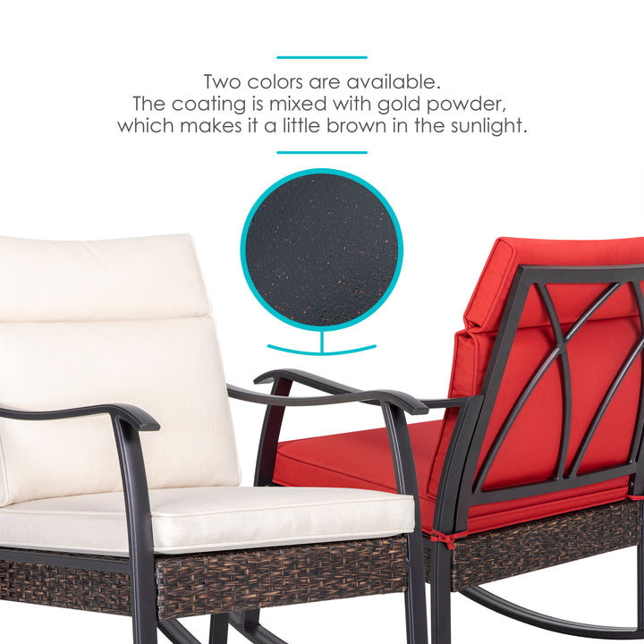 Outdoor Patio Rattan Rocking Single Chair with Padded Cushions