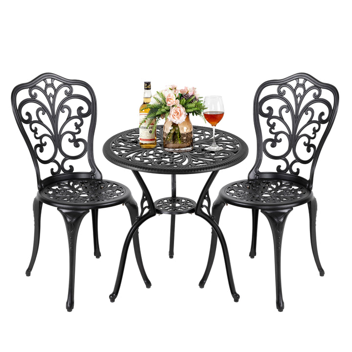 Outdoor 3-Piece Cast Aluminum Patio Set with 1.97" Umbrella Hole