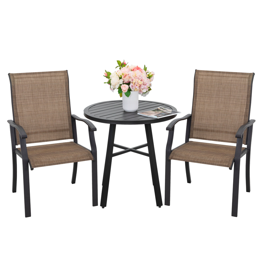 Outdoor 3-Piece Bistro Set, Textilene Fabric, Powder-coated Iron Frame