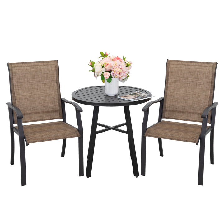 Outdoor 3-Piece Bistro Set, Textilene Fabric, Powder-coated Iron Frame