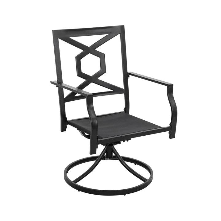 3 Pieces Swivel Patio Chairs Set, 360 Degree Rotation Metal Patio Bistro Set with Coffee Tea Table, Outdoor Rocker Chair with Cushions for Garden, Backyard, Bistro