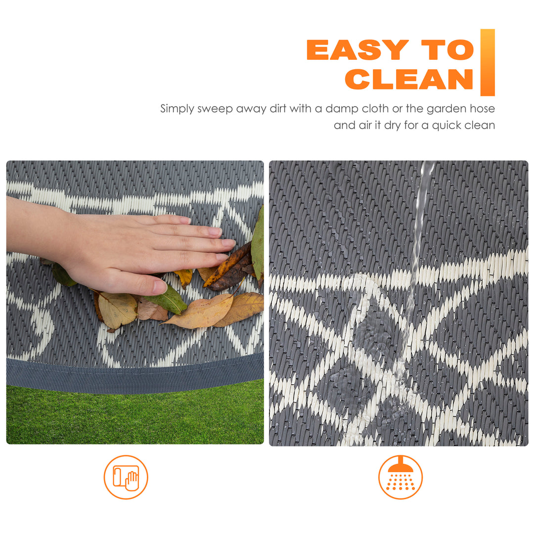 Outdoor Reversible Rug, 5' x 5' Plastic Straw Rug Mat for Decoration and Clearance Indoors & Outdoors, Patio, Deck, Garden, Backyard, Balcony, Beach, Picnic, Camping, RV