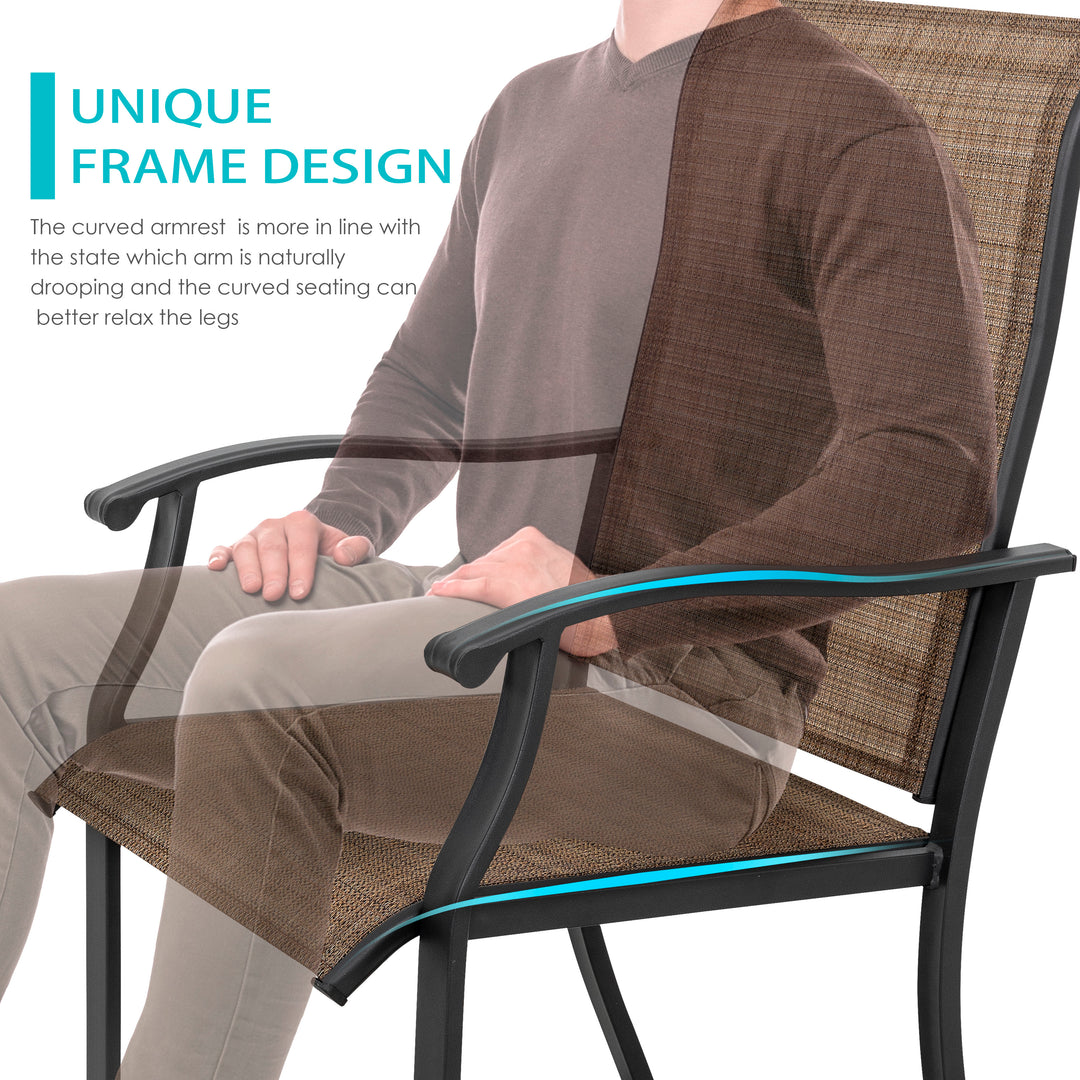 Outdoor 3-Piece Bistro Set, Textilene Fabric, Powder-coated Iron Frame