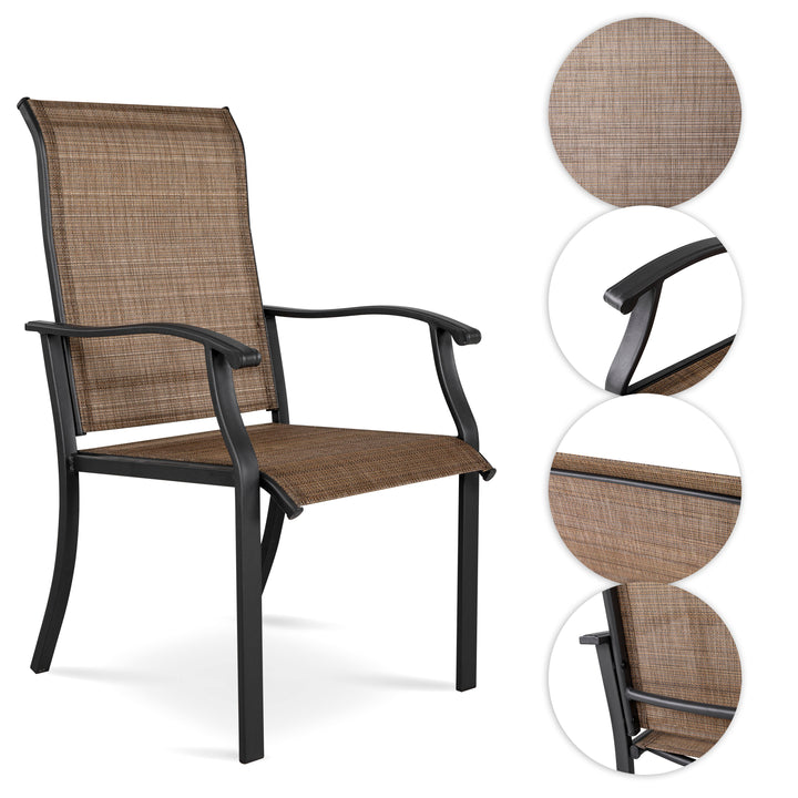 Outdoor 5-Piece Dining Set, Textilene Fabric, Powder-coated Iron Frame