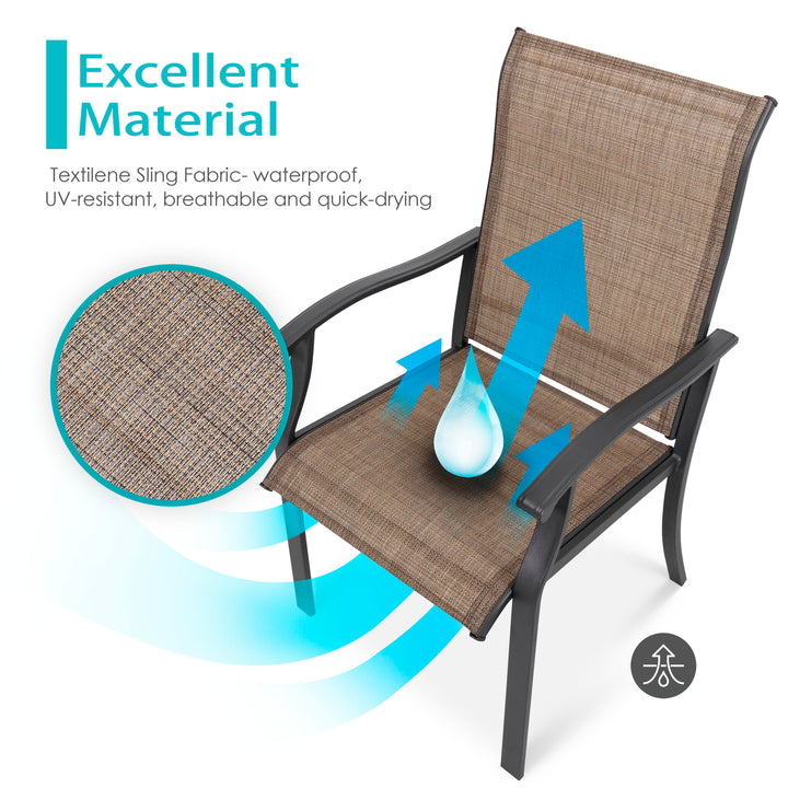 Outdoor 3-Piece Bistro Set, Textilene Fabric, Powder-coated Iron Frame