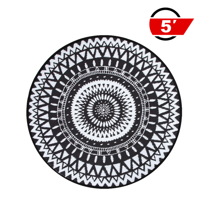 Outdoor 5' Round Foldable Reversible Rug